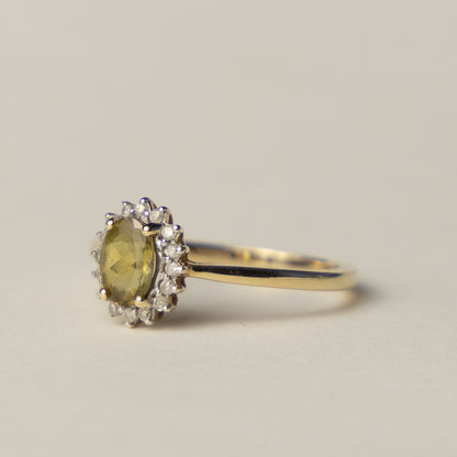 9ct citrine & diamond halo ring