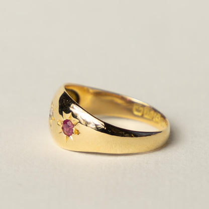 18ct ruby & diamond starburst