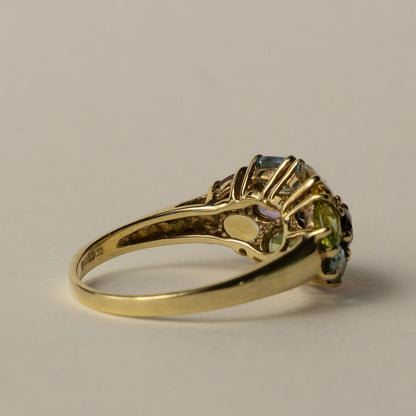 9ct multi-hue gemstone cluster ring