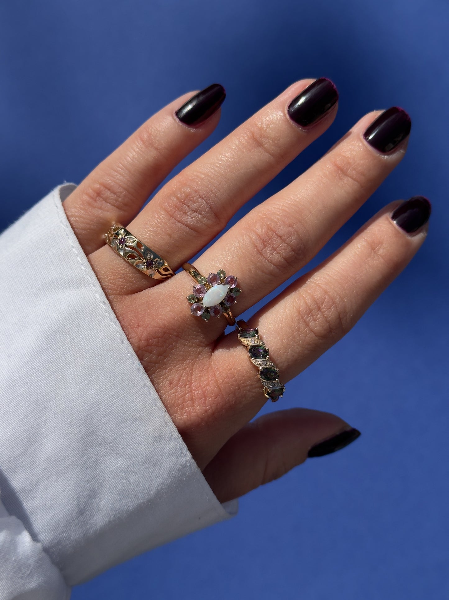 9 carat opal peridot topaz cluster ring