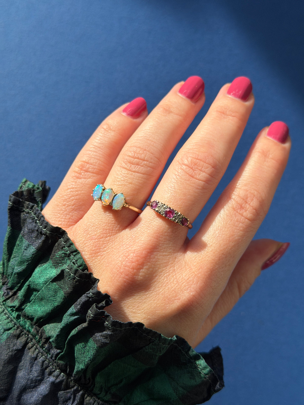 9ct ruby & diamond boat ring