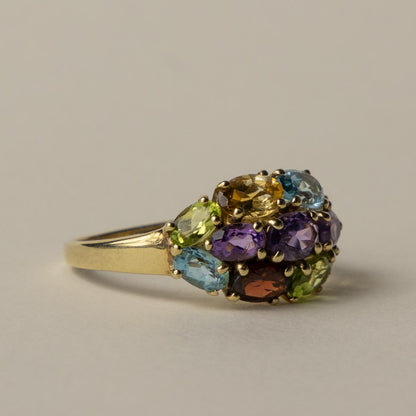 9ct multi-hue gemstone cluster ring