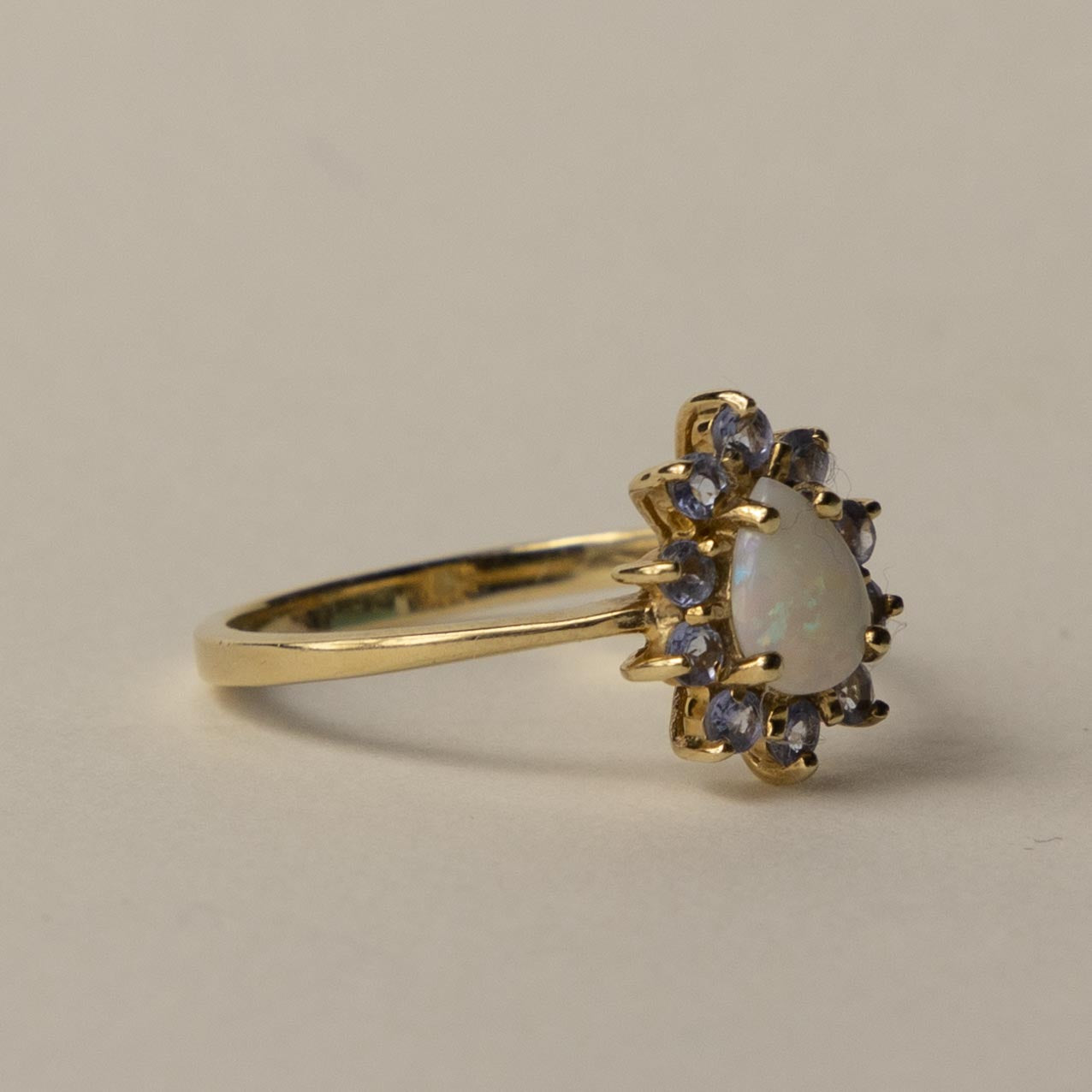 9ct opal & tanzanite cluster ring
