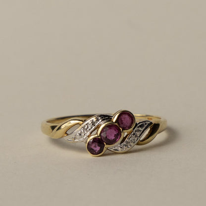 9ct ruby & diamond trilogy