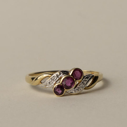 9ct ruby & diamond trilogy