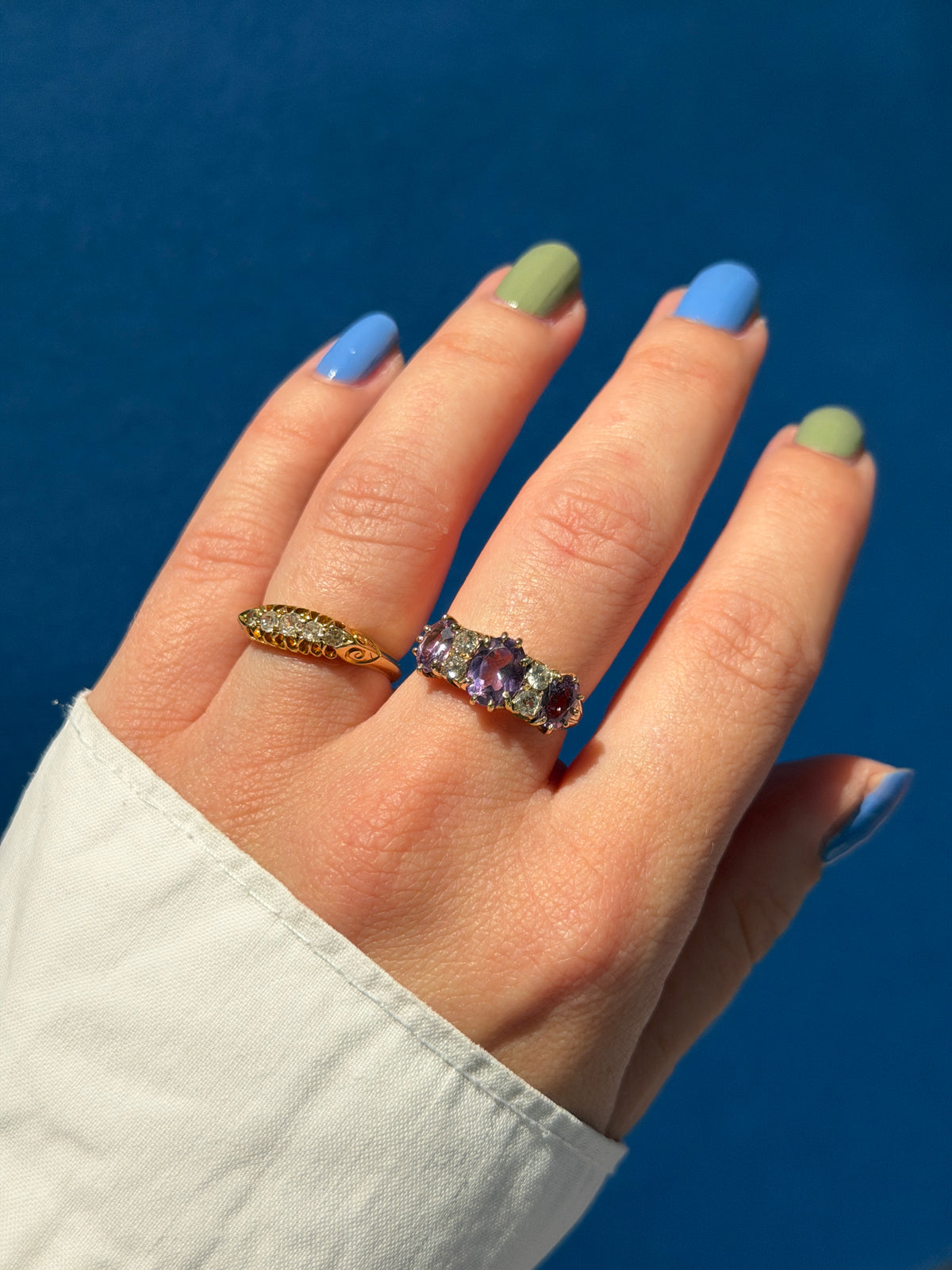 antique 18ct diamond boat ring
