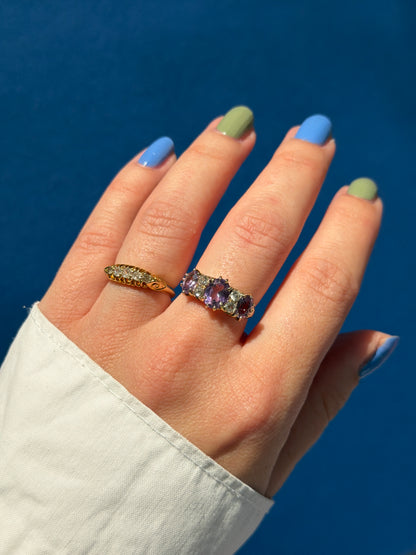 antique 18ct diamond boat ring