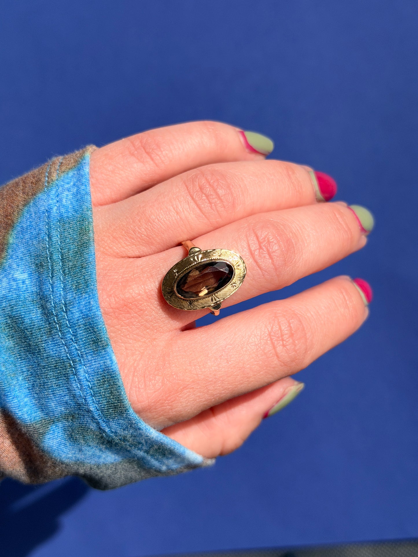 14ct smokey quartz ring