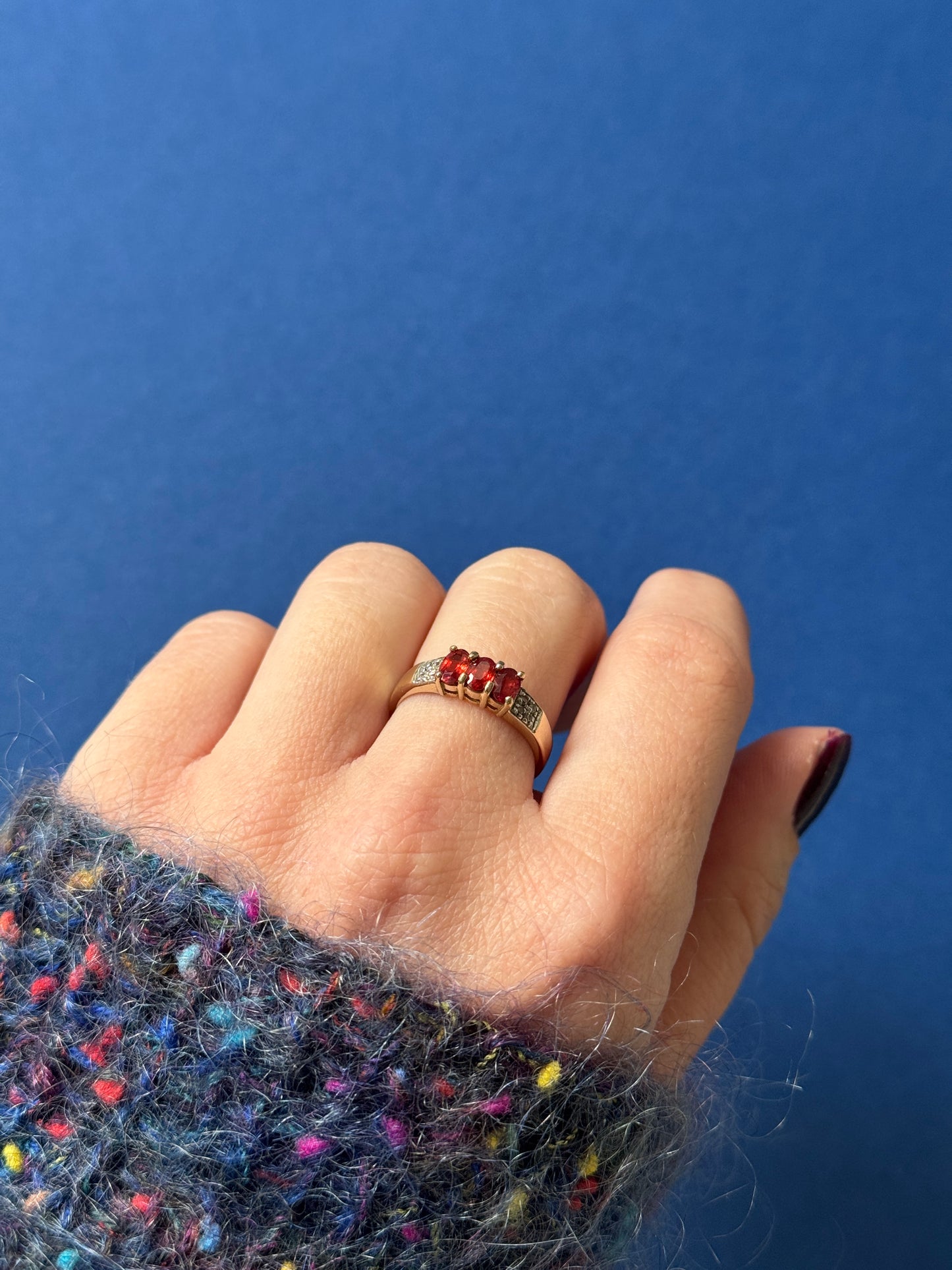 9ct trilogy sapphire diamond