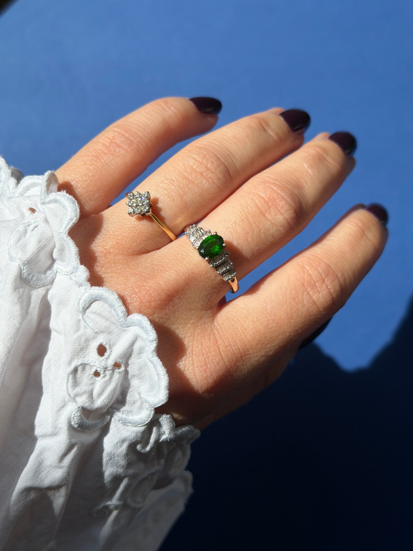 9ct diopside diamond ring