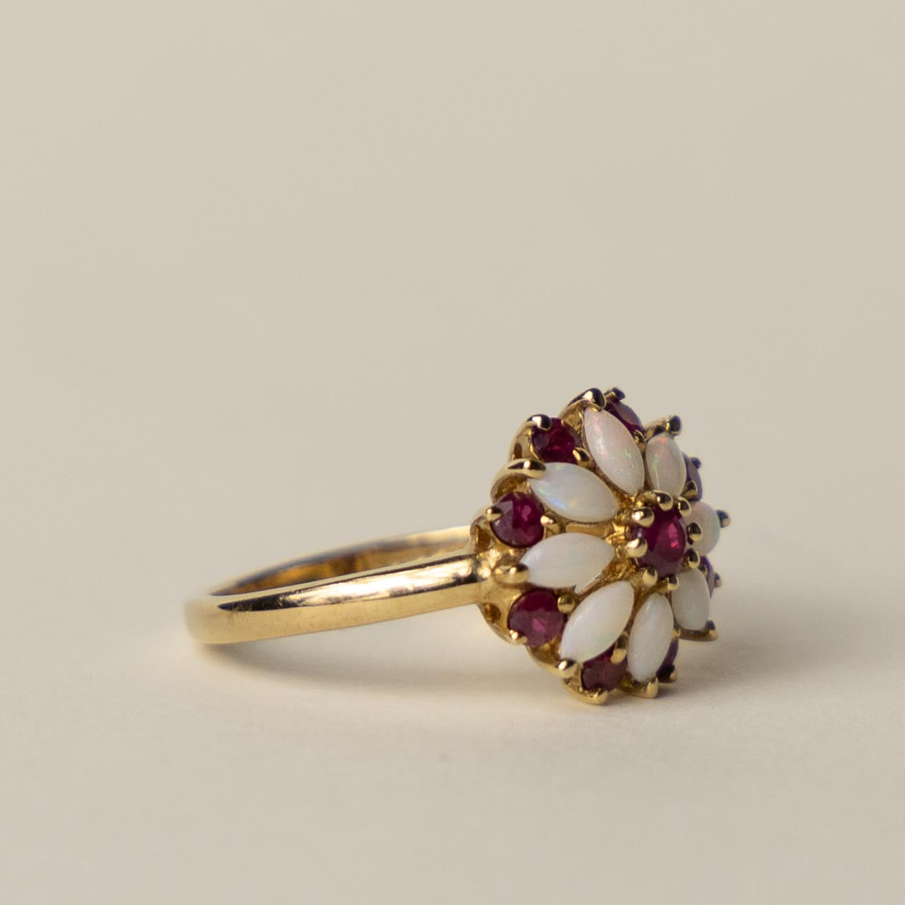 9ct ruby opal flower cluster