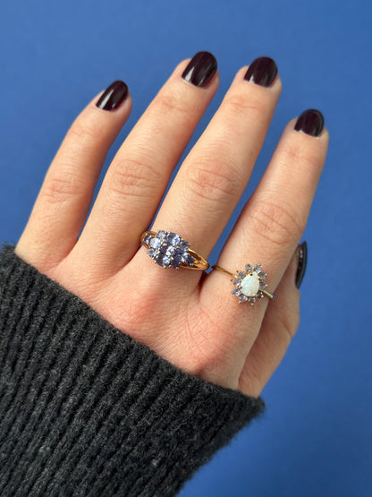 9ct tanzanite diamond cluster ring