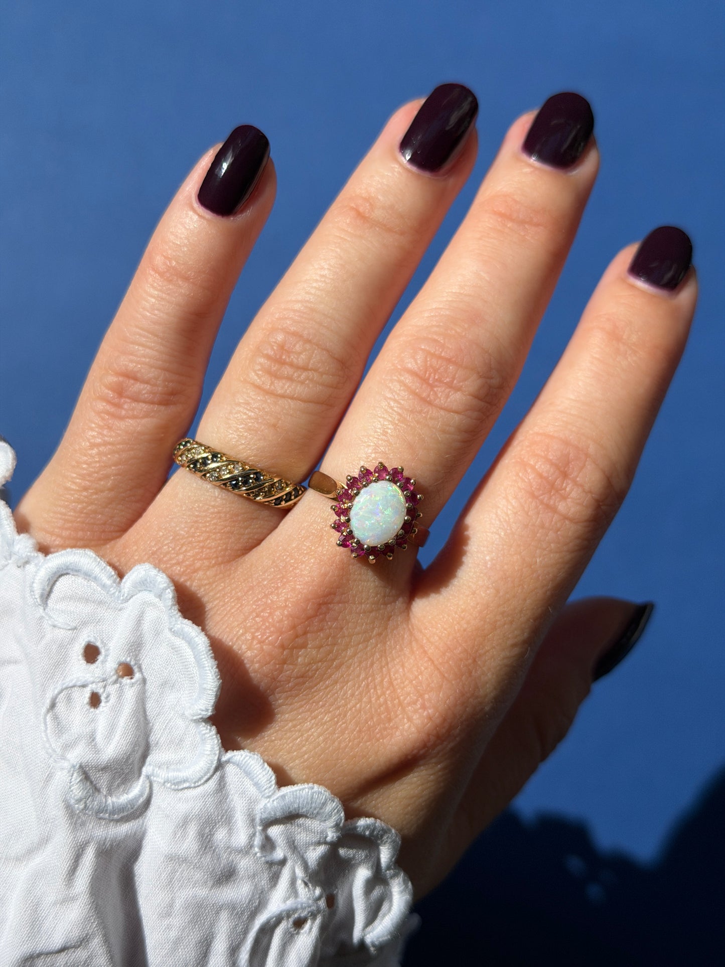 9ct sapphire & diamond band ring