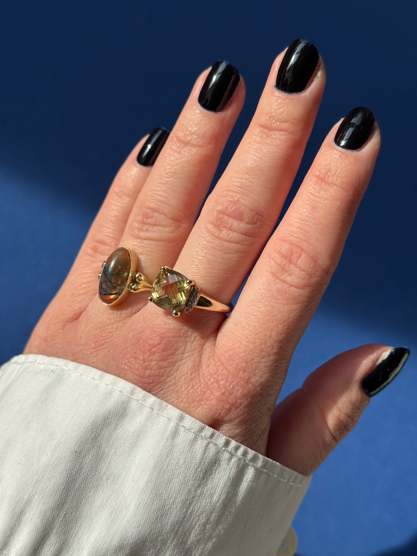 14ct moss agate ring