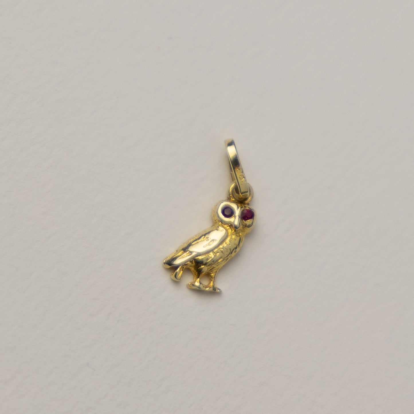 14 carat gold owl pendant with ruby