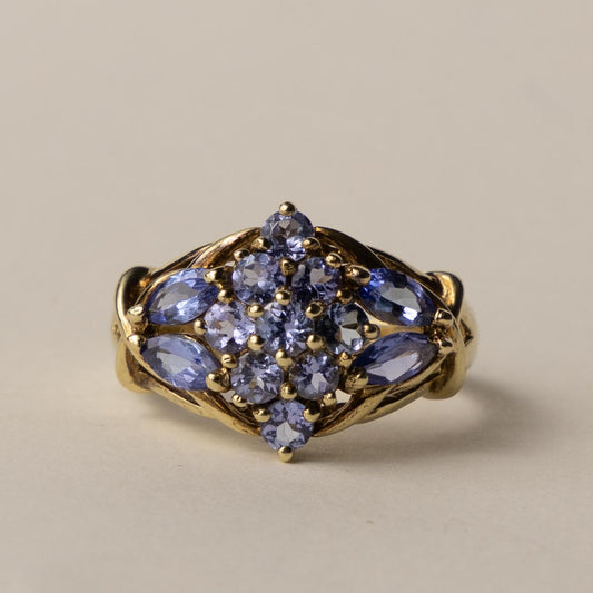 9ct tanzanite cluster ring