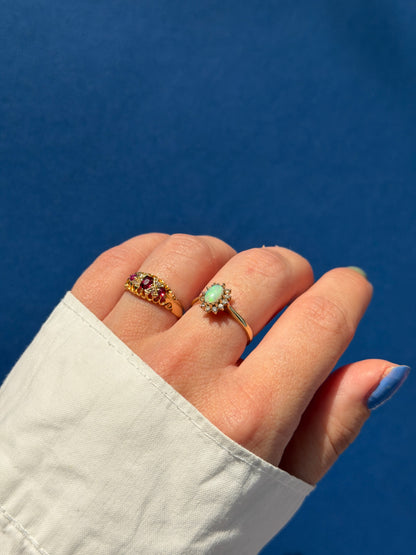 9ct opal & diamond halo ring