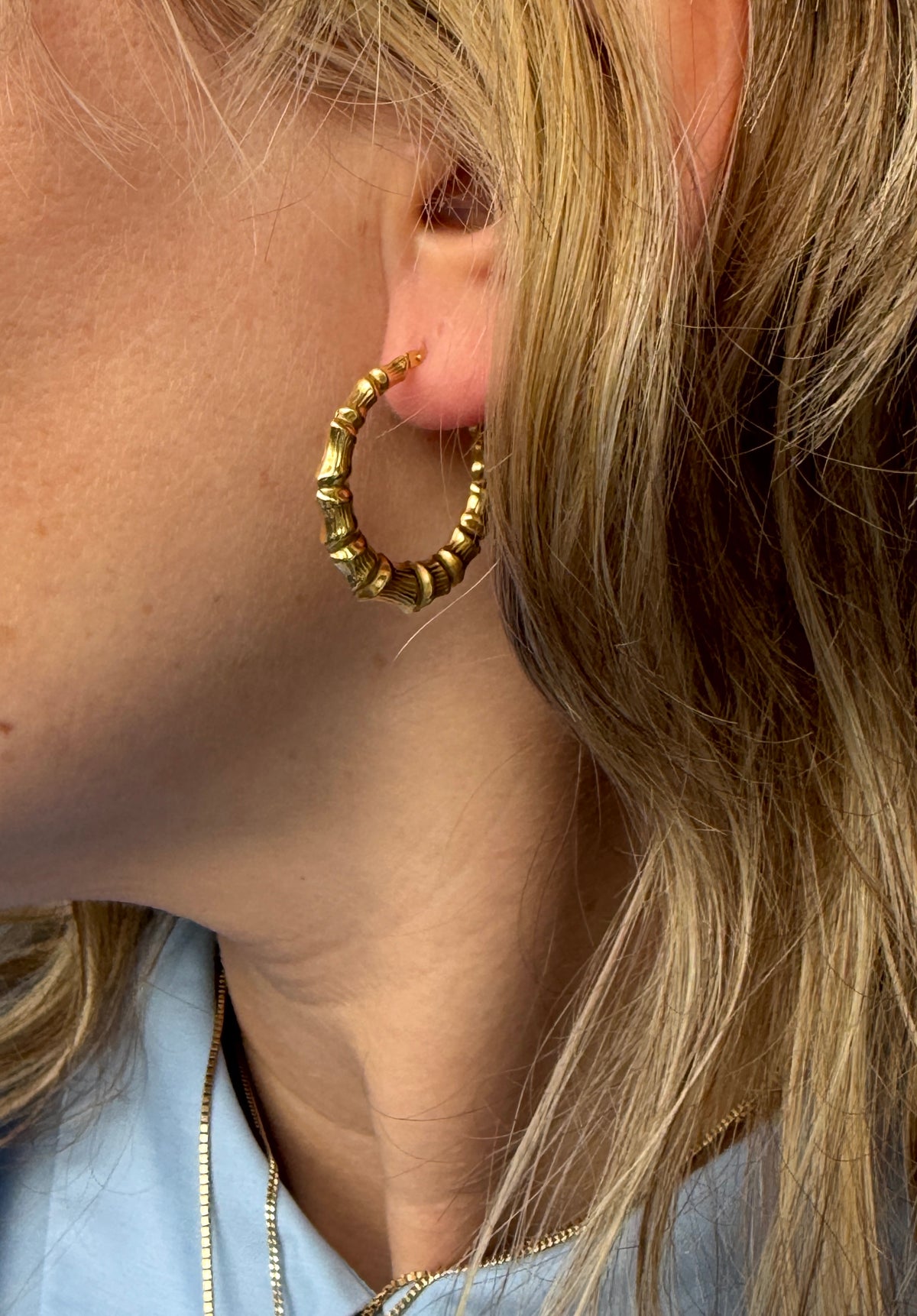 9ct bamboo hoops