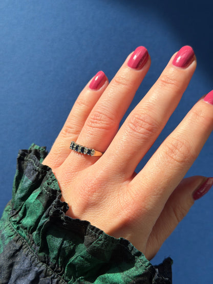 9ct sapphire & diamond row ring