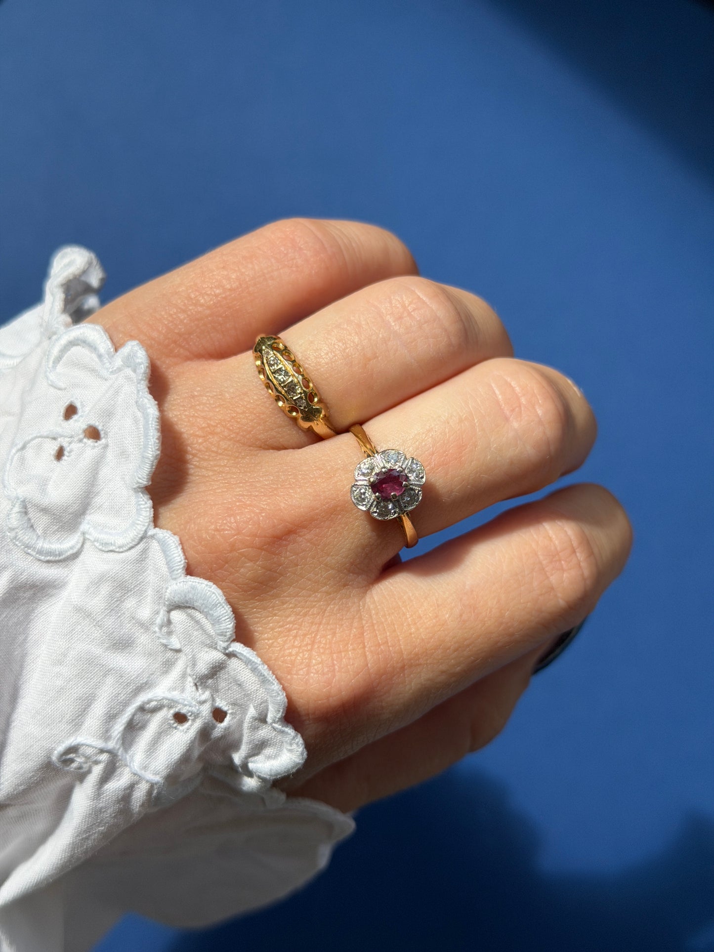 antique 18ct gold diamond gypsy ring