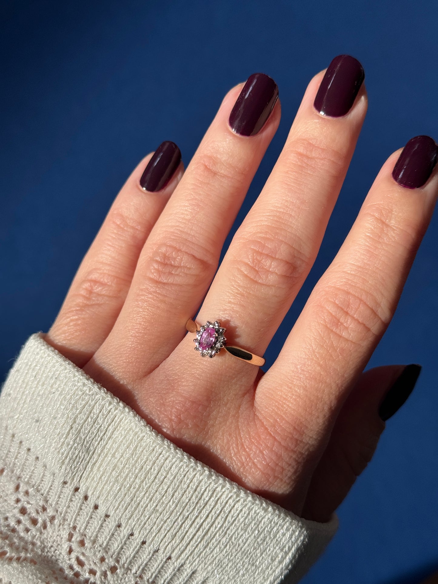 9ct Diana ring pink topaz & diamond