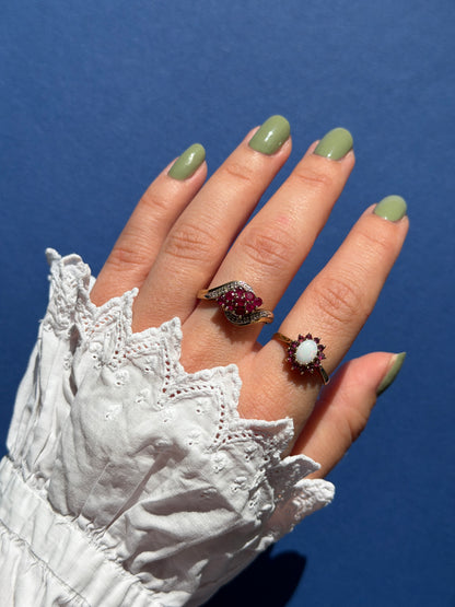 9ct ruby & diamond twist ring