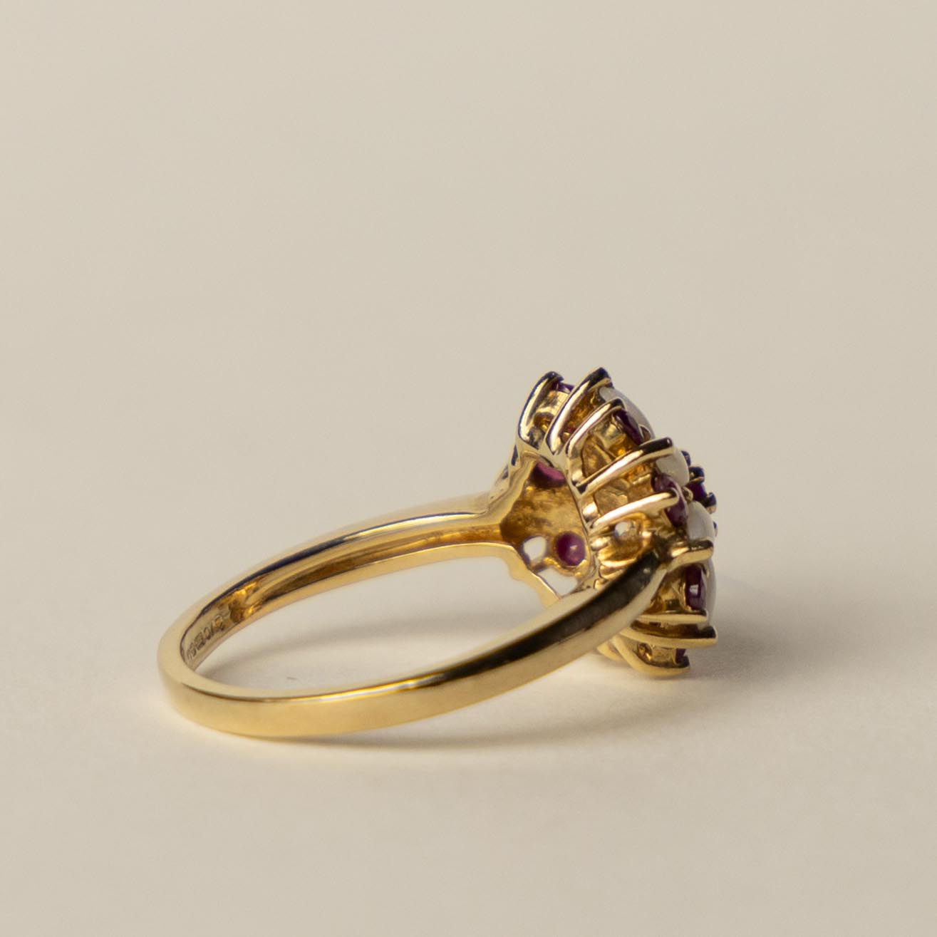 9ct ruby opal flower cluster