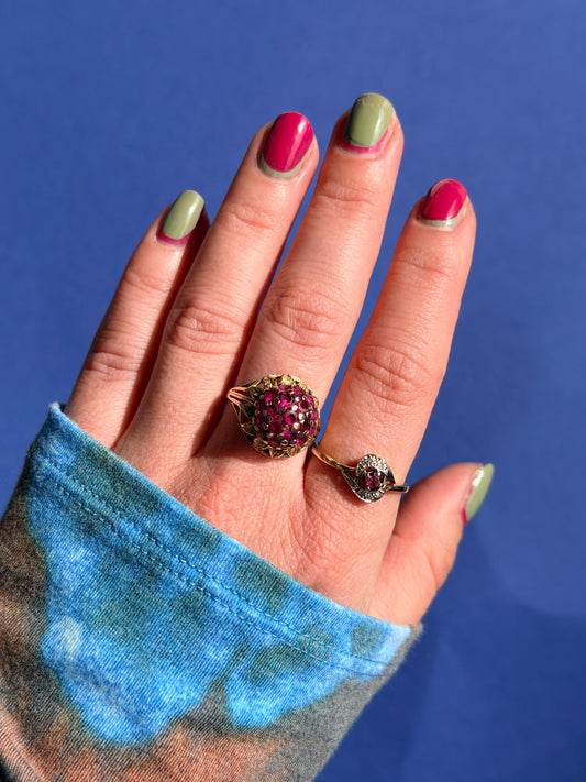 14ct ruby flower cluster
