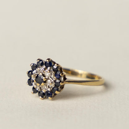 9ct sapphire diamond cluster