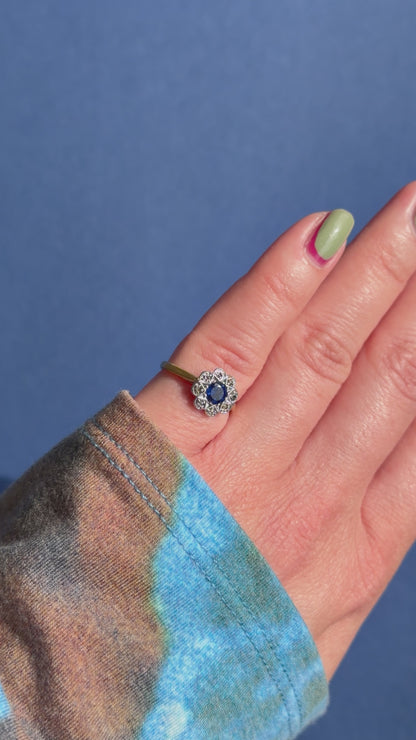 14ct Edwardian sapphire & diamond cluster