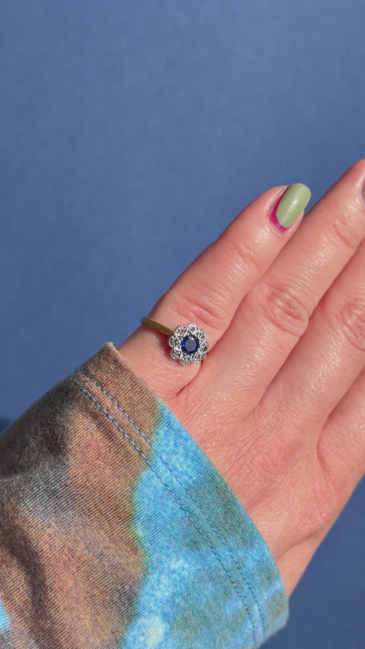 14ct Edwardian sapphire & diamond cluster