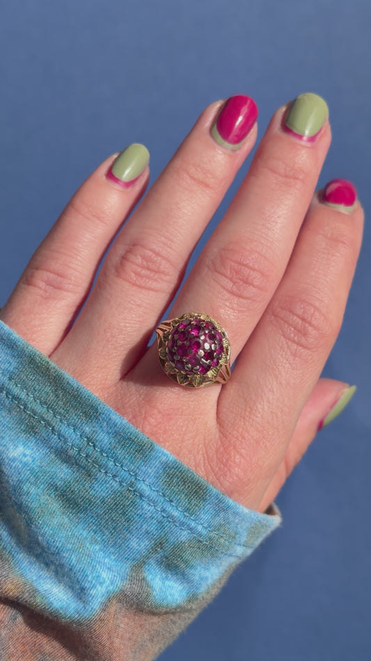 14ct ruby flower cluster