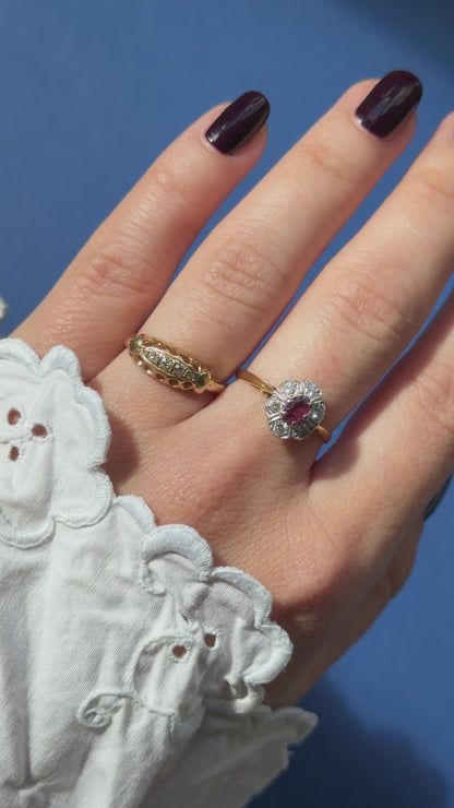 antique 18ct gold diamond gypsy ring