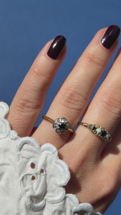 antique Edwardian 18ct sapphire & diamond cluster ring