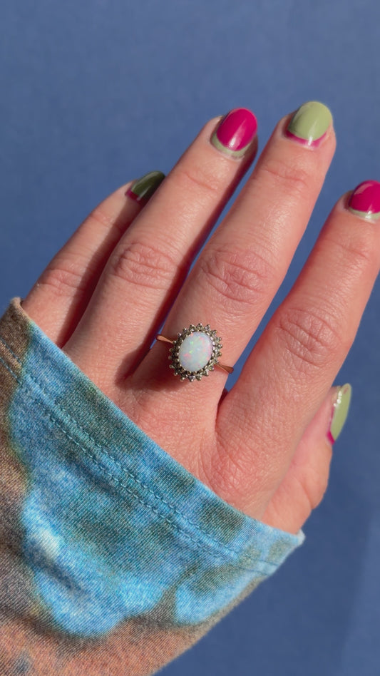 9ct opal diamond halo